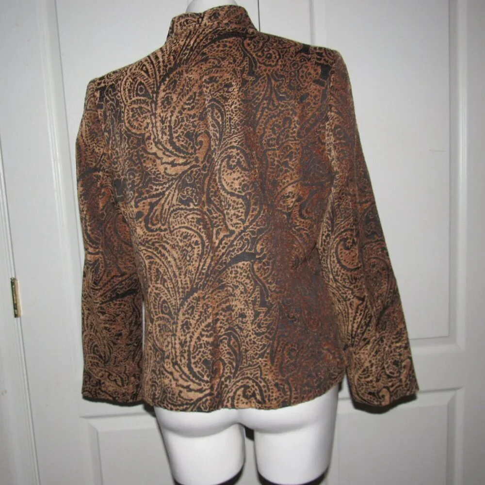 Susan Graver Style Brown & Black Paisley Zip Jacket – Size Medium | Boho  Chic